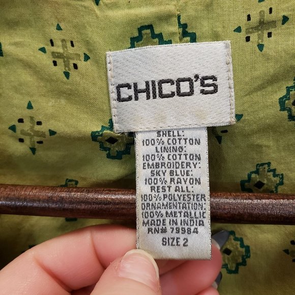 Chicos Womens Colorful Bohemian Embroidery Studded Blazer Jacket Size M Metallic - Picture 3 of 7